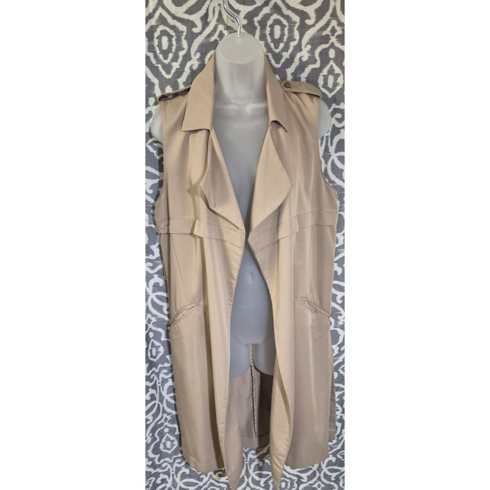 Bershka Outerwear Collection women's opened trench‎ vest SM tan longline duster